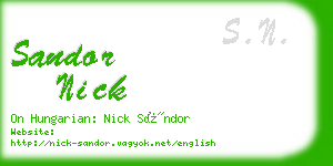 sandor nick business card